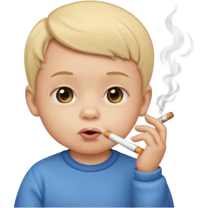 a baby smoking a cigarette and looking high and make it in a traditional emoji style emoji