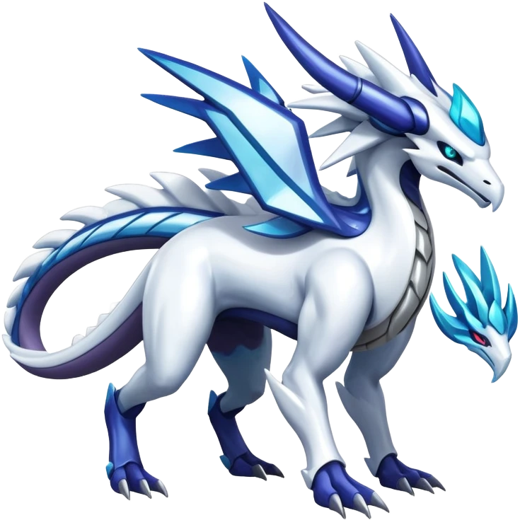 Futuristic Modern Epic Legendary Shiny Cyber-Suicune-Dialga-Reshiram-Creature, (full body) emoji