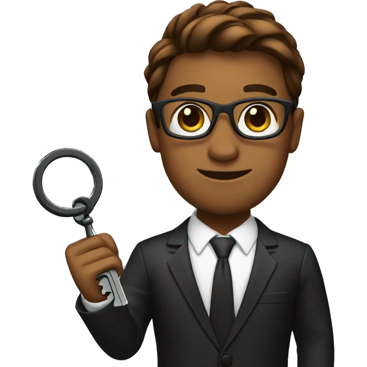 brown skin realtor with hair handing a black key emoji