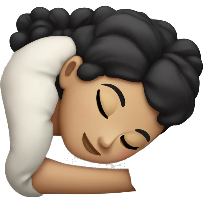 White girl with black hair sleeping emoji