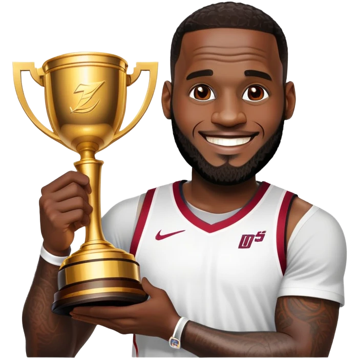 LeBron James celebrating with championship trophy emoji