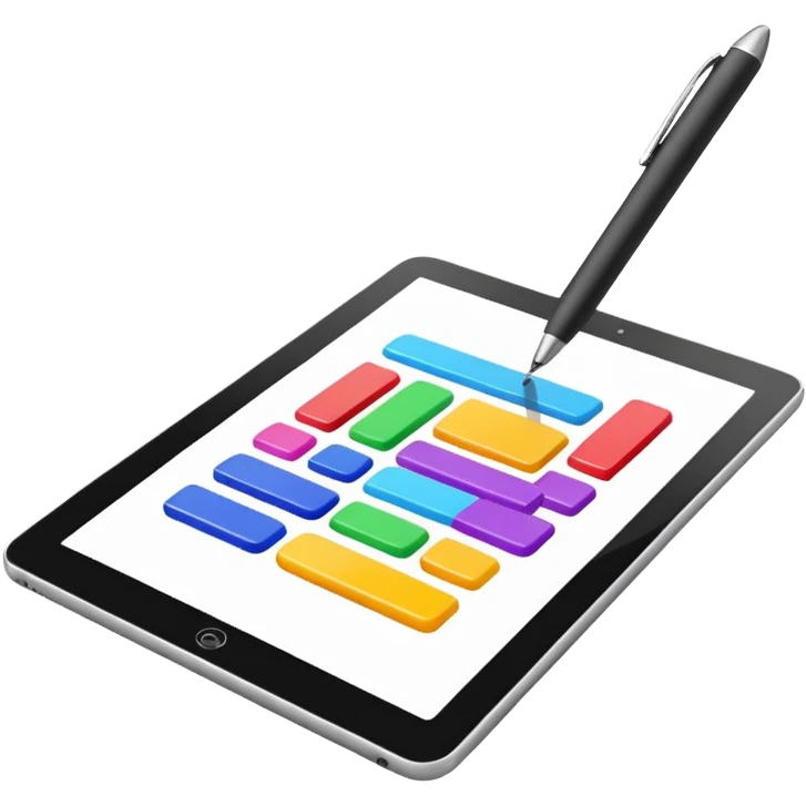 A digital pen drawing colorful rectangules on a tablet emoji