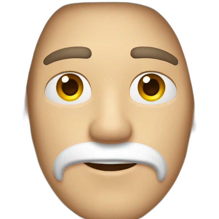 hombre blanco sin cabello, de bello facial, ojos miel.  emoji