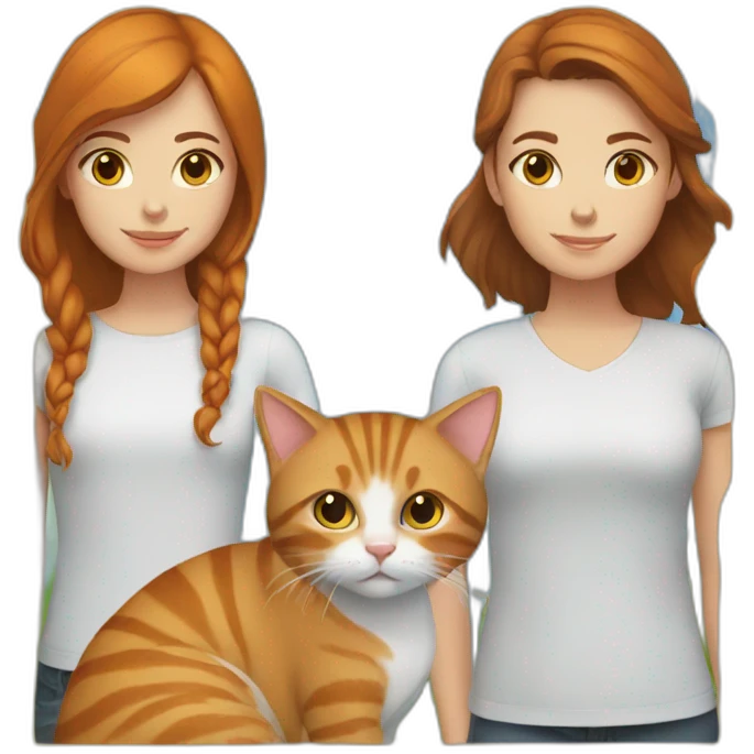 girl with brown hair and with a ginger cat emoji