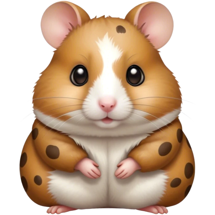 Cinematic Noble Brown and White Banded Hamster Portrait Emoji, Poised and regal, with a tiny, compact build and a uniquely patterned coat of warm brown and crisp white bands, deep-set soulful dark eyes, Simplified yet sharp and sophisticated features, highly detailed, glowing with a soft, dignified glow, high shine, intelligent and charming, stylized with an air of distinctive elegance, focused and attentive, soft glowing outline, capturing the essence of a watchful and confident rodent, so majestic it feels as though it could scurry out of the screen with effortless authority! emoji