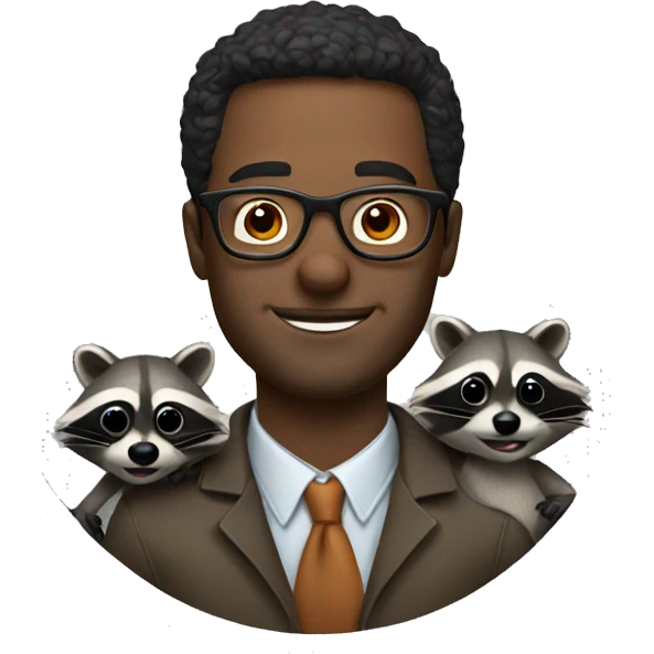 Man with glasses with raccoon emoji