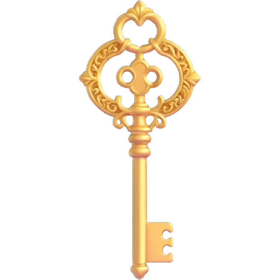 ornate golden key, luxury and exclusivity, elegant details emoji