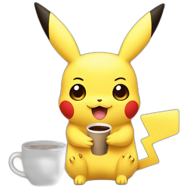 pikachu drinking coffee emoji