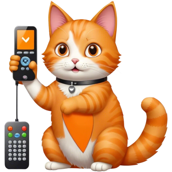 Cat pointing tv remote emoji