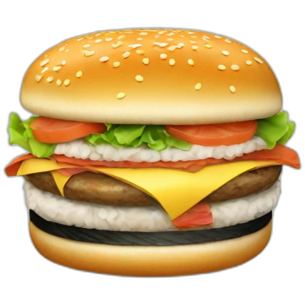 Burger with sushi emoji