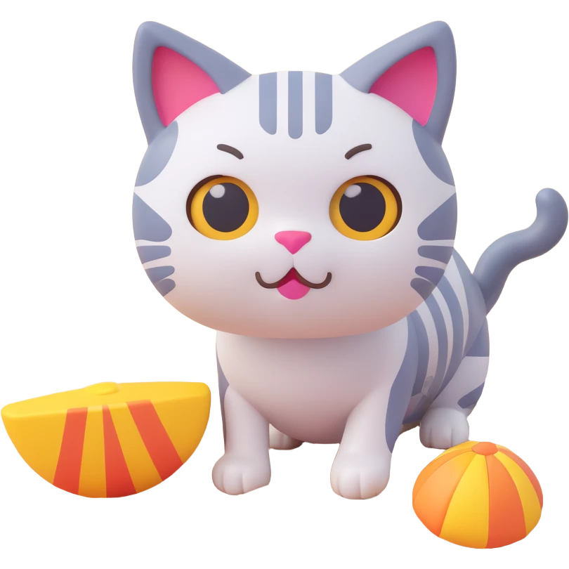cat on a beach, 3D emoji style emoji