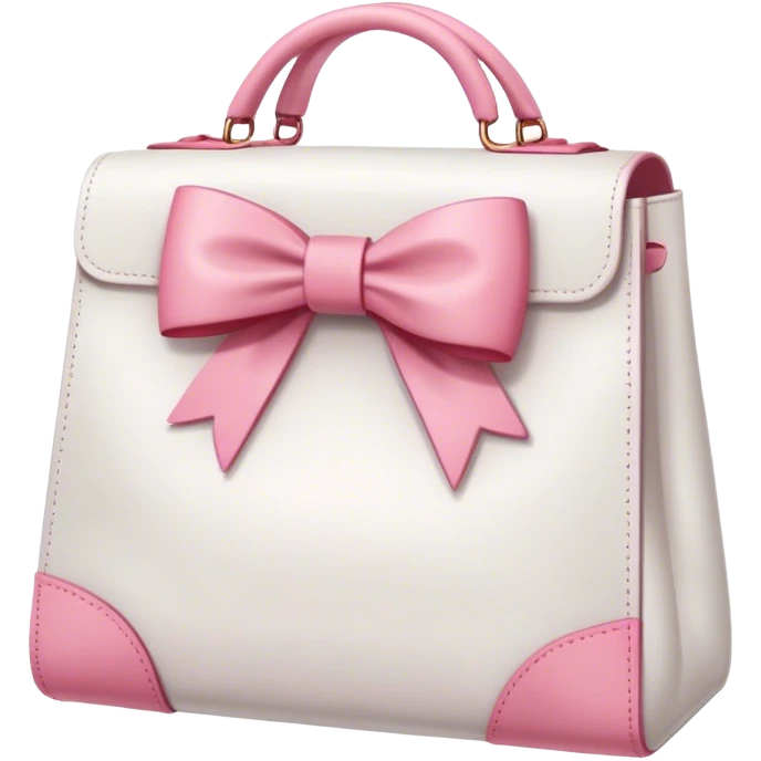A white bag with a pink bow on the strap emoji