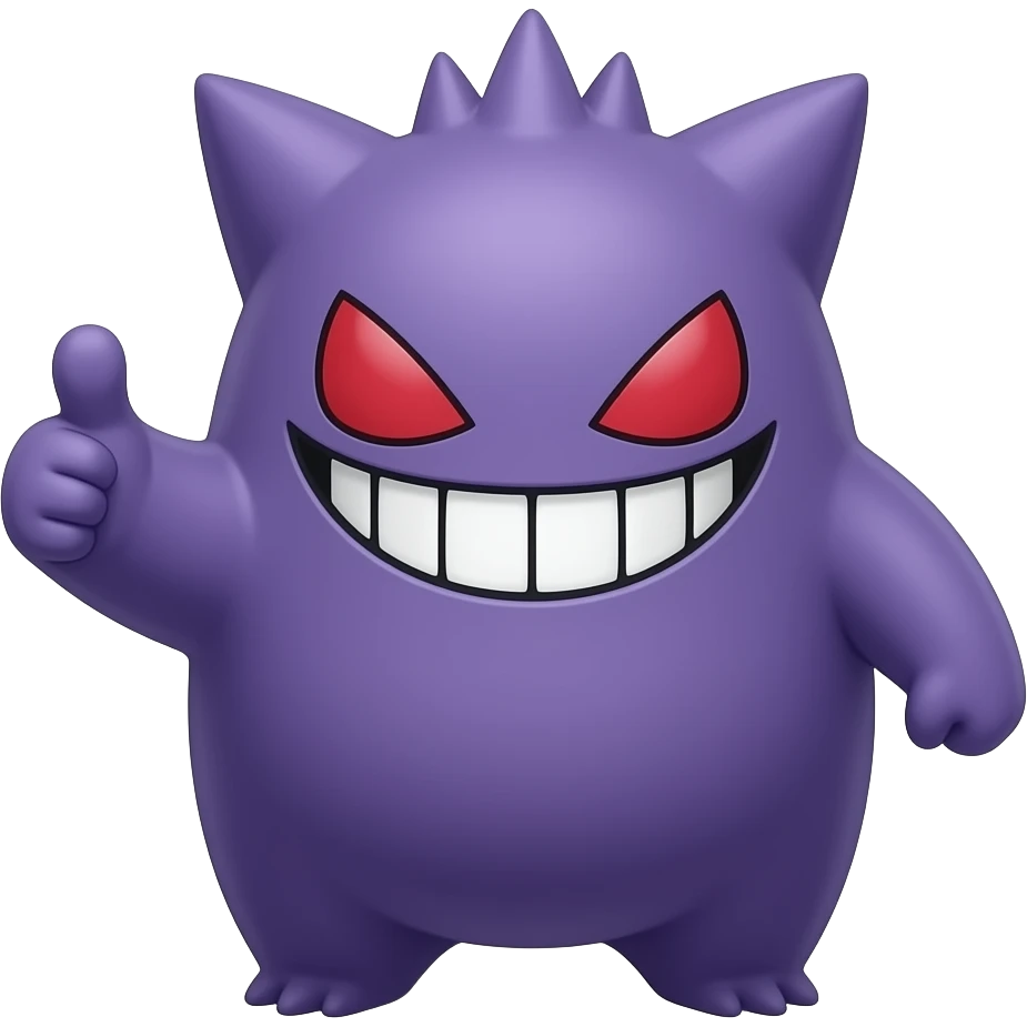Pokémon gengar sacando el dedo pulgar emoji