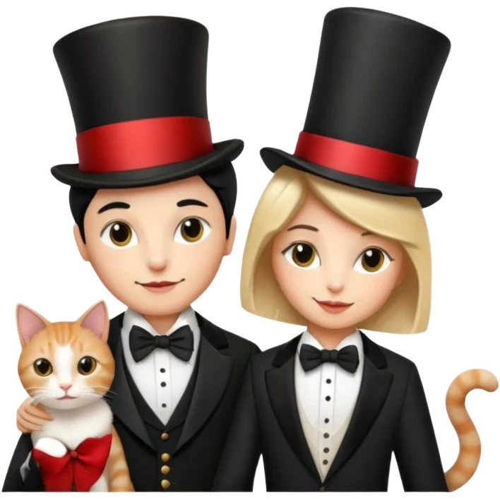 magician couple and their pet cat emoji