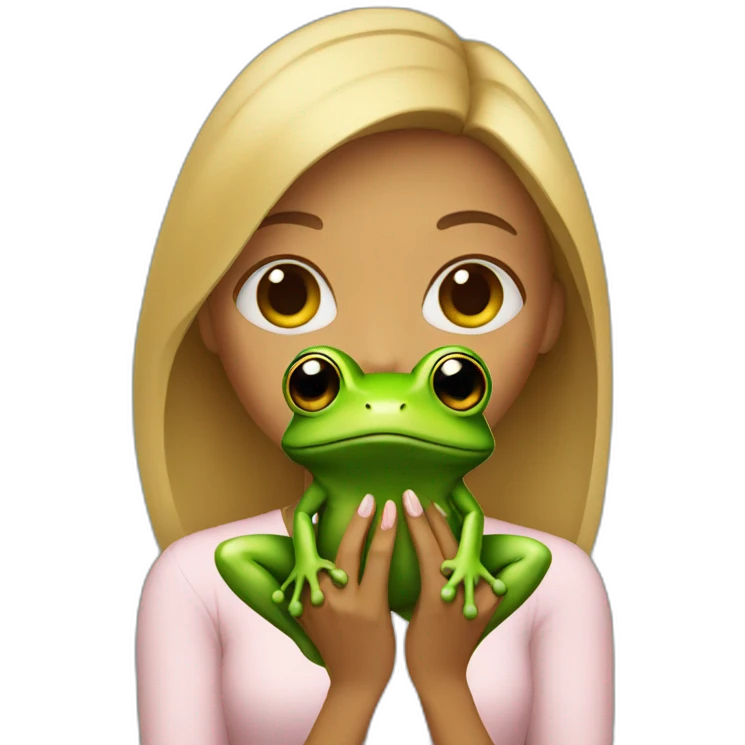 woman holding frog emoji