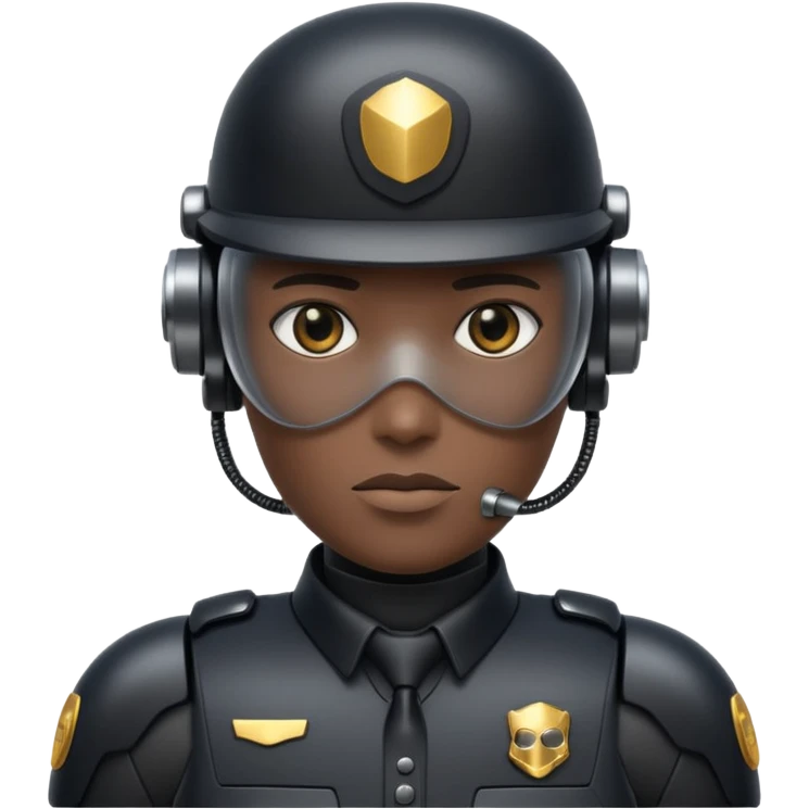 black half robot cop emoji