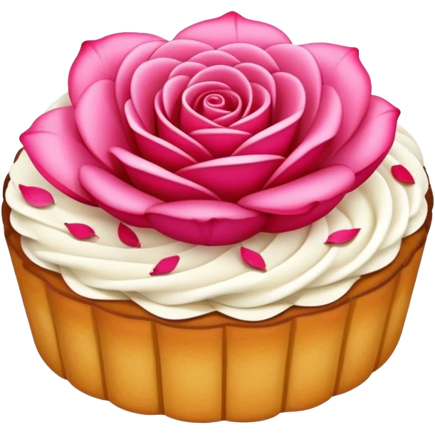 Yunnan Rose Cake with visible flower petals in pastry, simplified emoji style with bold outlines and bright colors, cartoon style floral sweet snack emoji