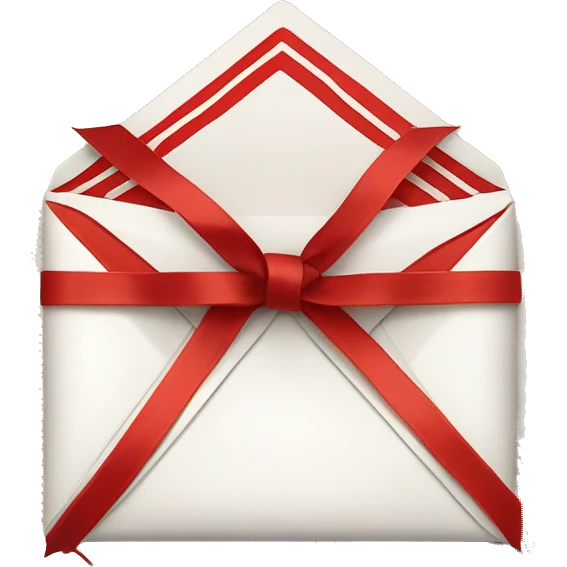 White envelope, with red and white striped border, wrapped in twine with pine needle underneath bow  emoji