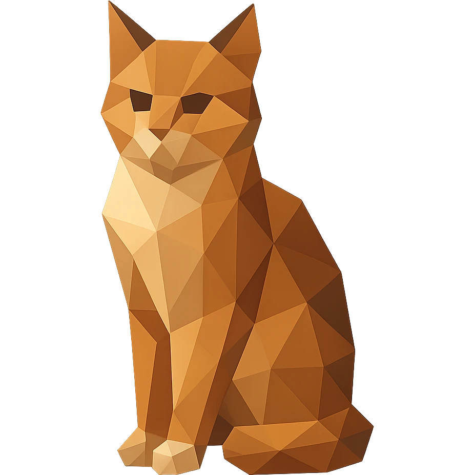 illustration of a cat made of geometric shapes in polygonal style emoji