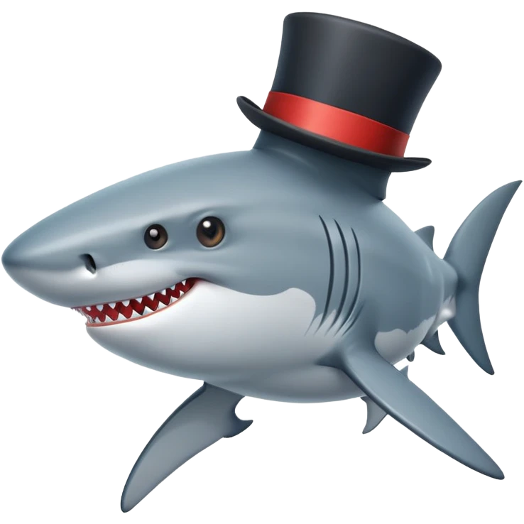 Shark with a top hat emoji