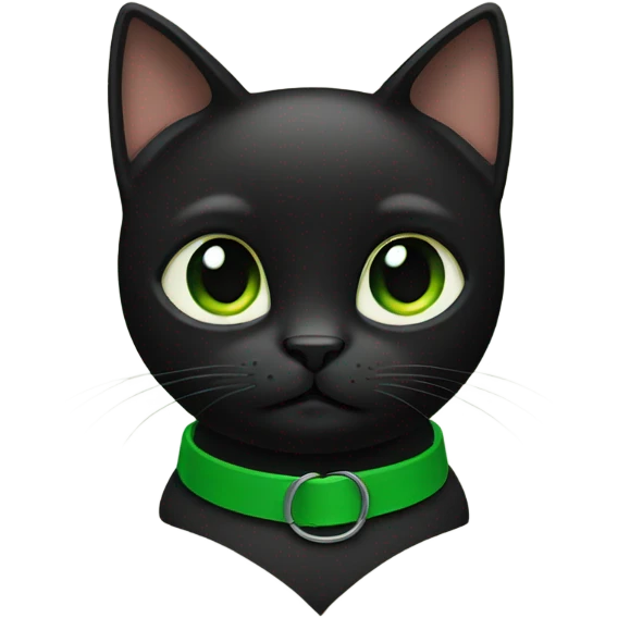 Black cat wearing a green collar emoji