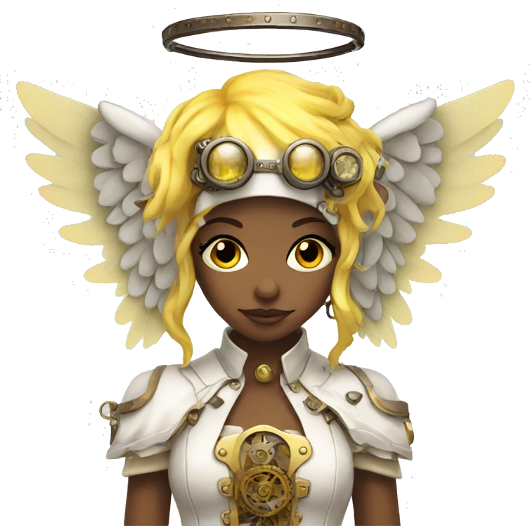 Yellow and white steampunk angel emoji
