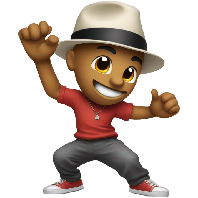 Breakdancer with Kangol panama showing a bite gesture  emoji