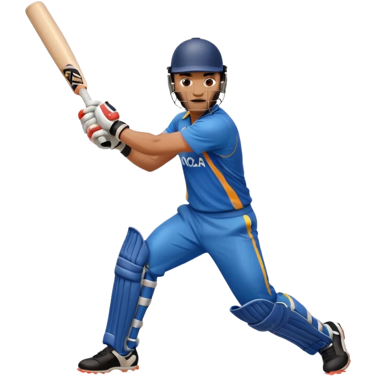 Right handed cricketer playing a cover drive shot with a cricket bat emoji
