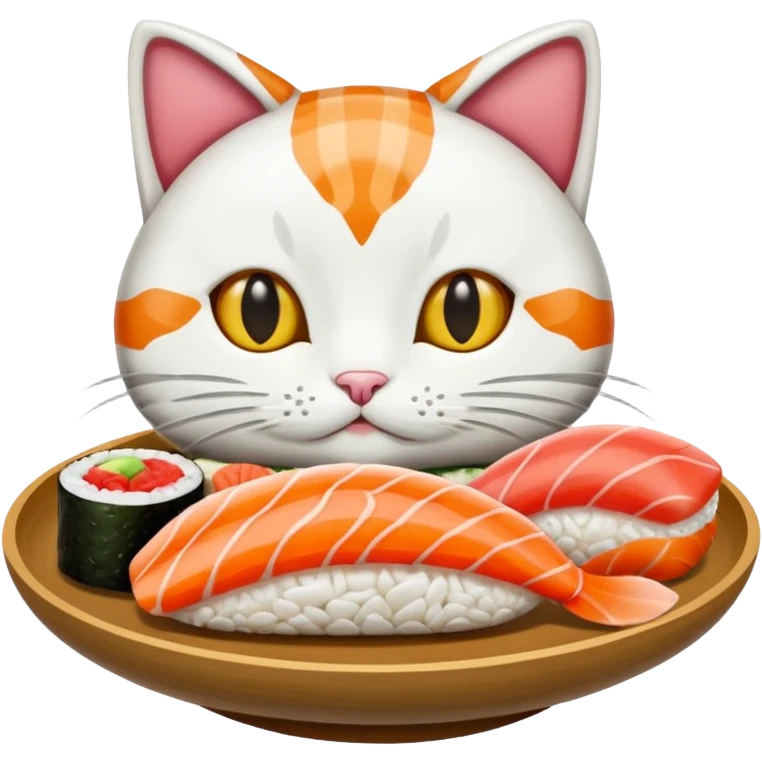 A entire cat body and all and sushi emoji