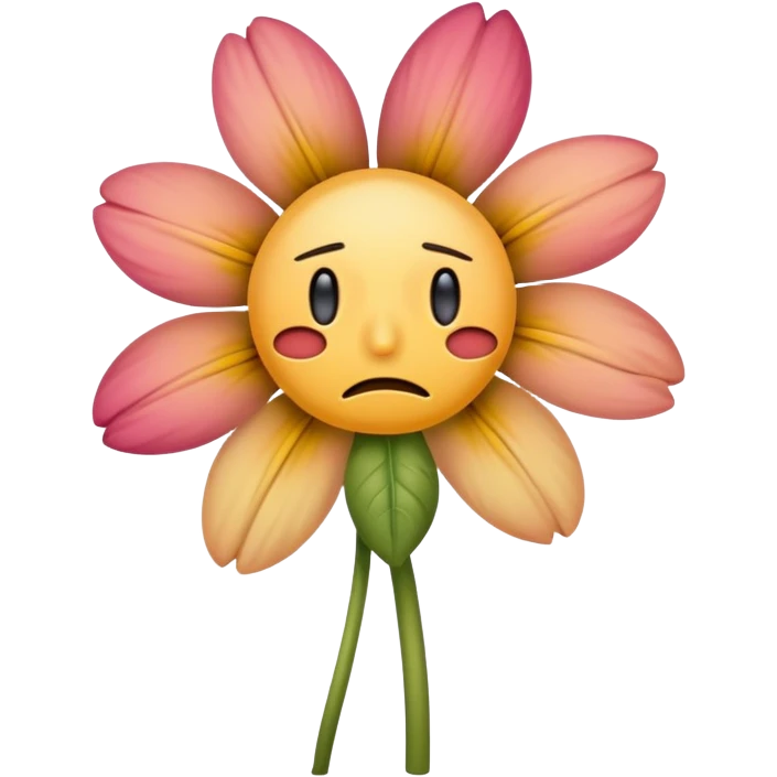 sad flower with a sad face emoji