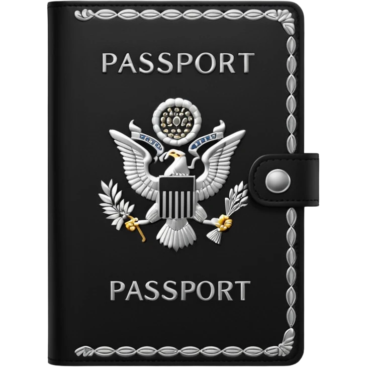 black passport with silver details emoji