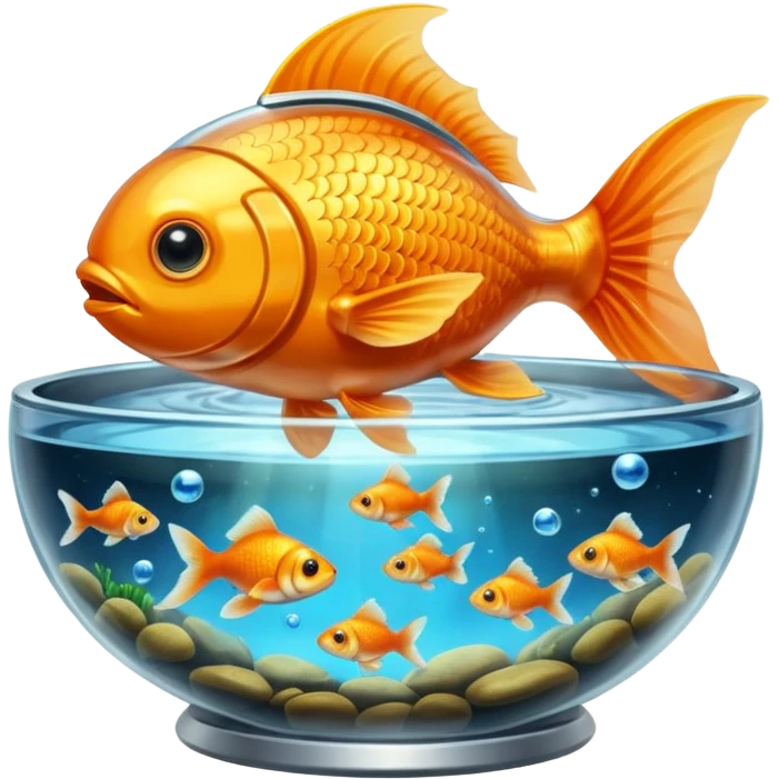 Alien spaceship beaming up a goldfish  emoji