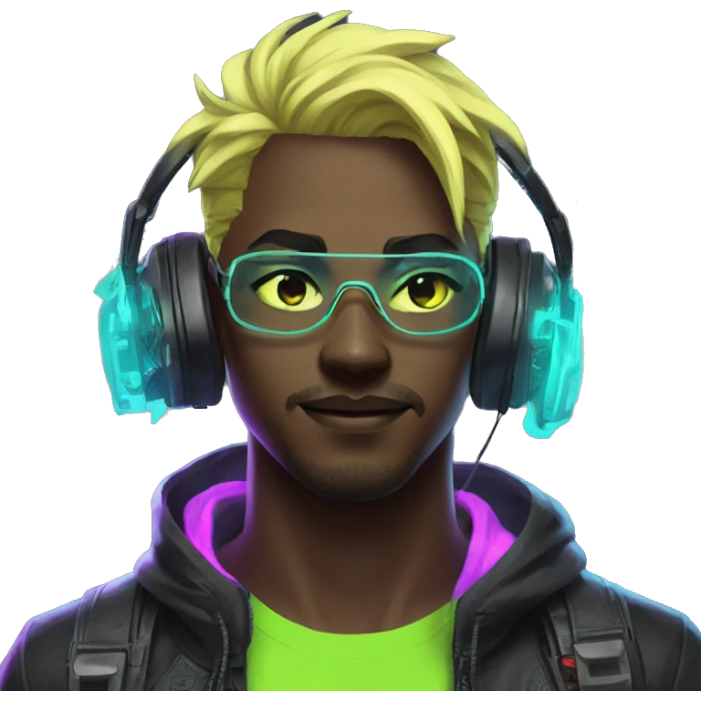 Anime gamer guy cyberpunk neon emoji