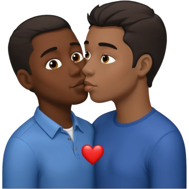The black guy, kissing a white guy With dark hair emoji