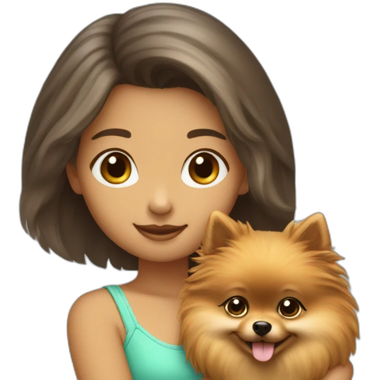 highlighted-hair-girl-petting-pomeranian emoji