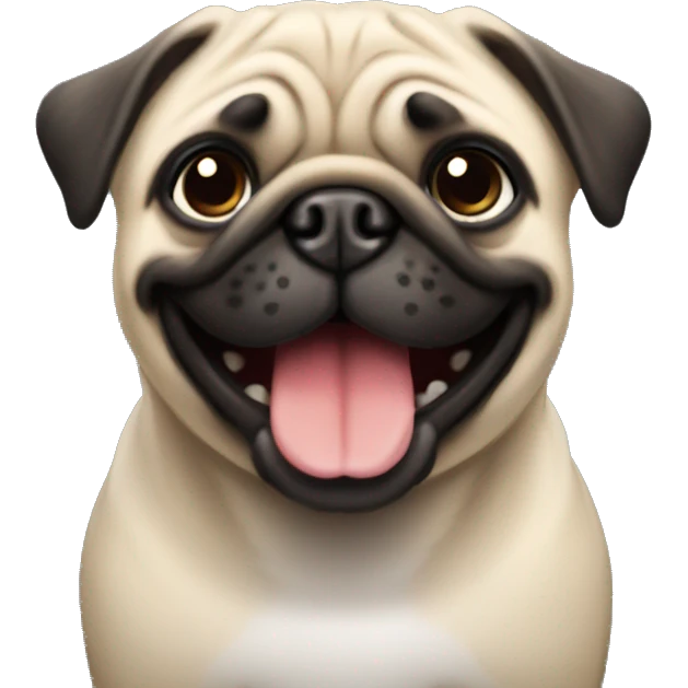 pug smiling with his teehts emoji