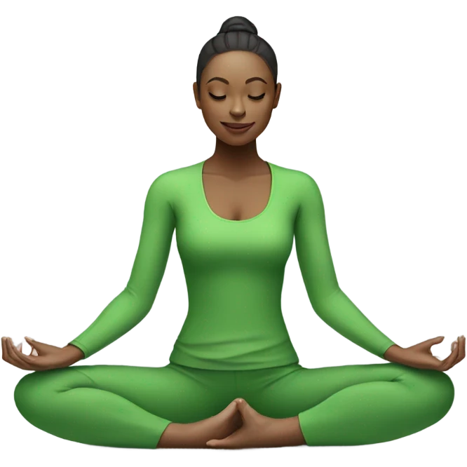 A girl does yoga in a green suit emoji