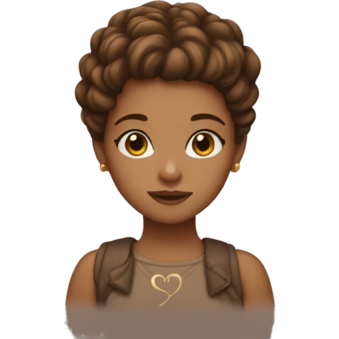 Light brown girl, brown hair, heart emoji