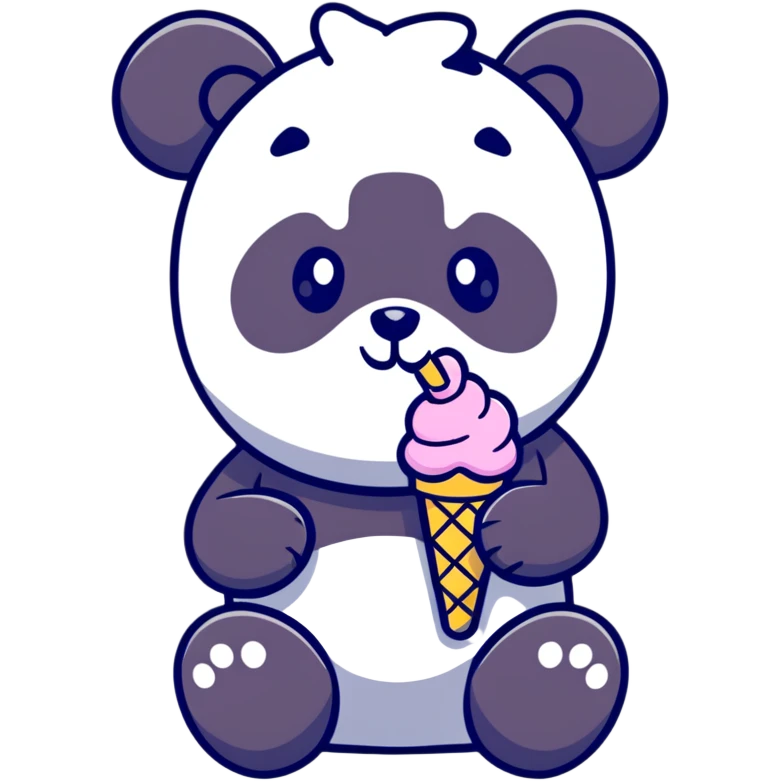 Panda eating ice cream emoji
