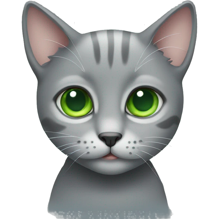 Gray small cat with green eyes emoji