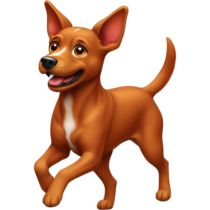 realistic solid red dog with pointed ears running emoji