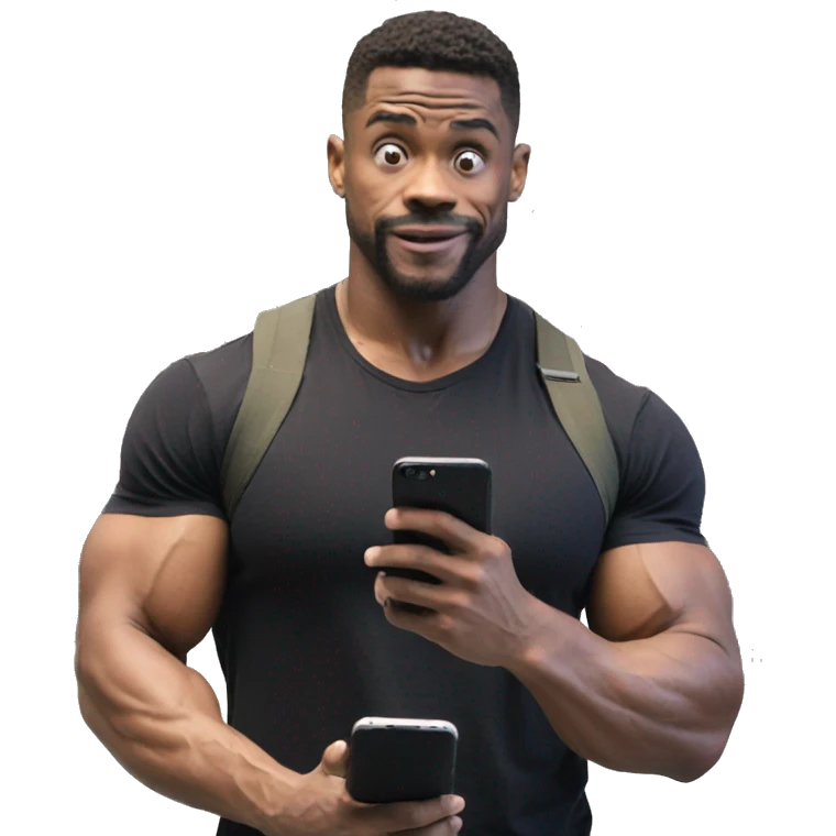 muscular man holding phone meme emoji