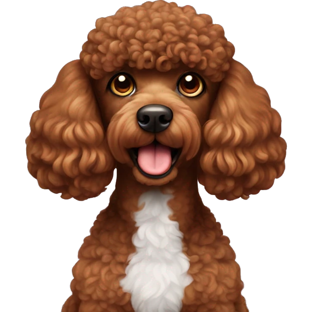 Brown poodle with devil ears emoji