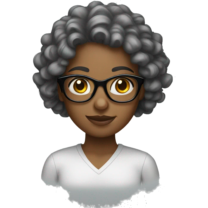 long curly hair black glasses girl emoji