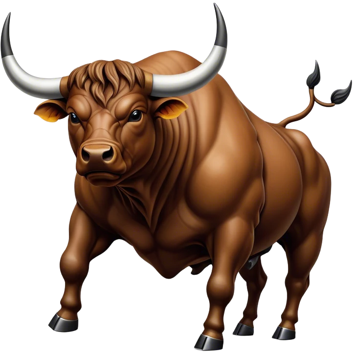 Cinematic Realistic depiction of a powerful Spanish charging bull, rendered with dynamic muscle definition and detailed, textured hide, set against a dramatic backdrop with intense, action-packed lighting emoji