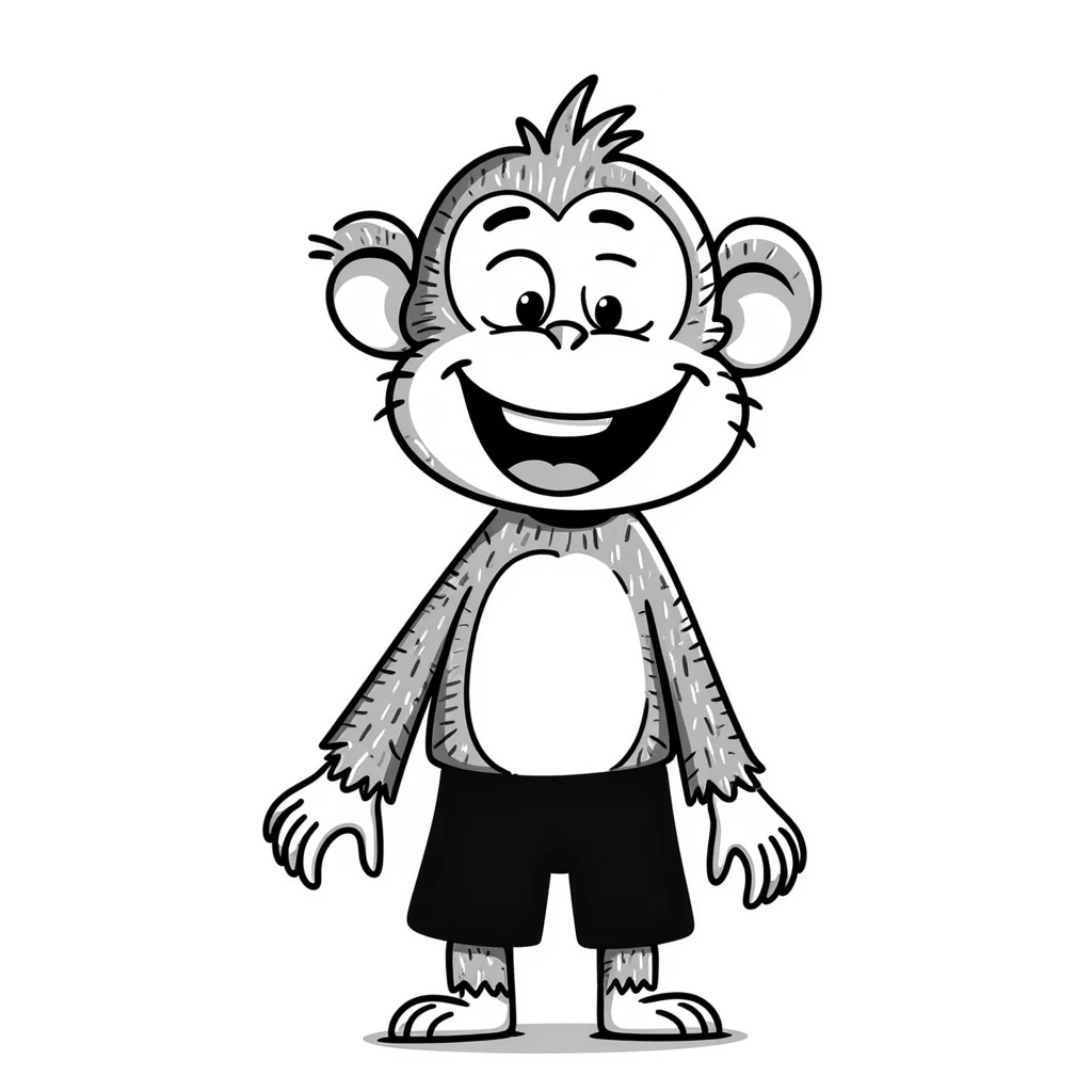 laughing monkey hand drawn doodle style emoji