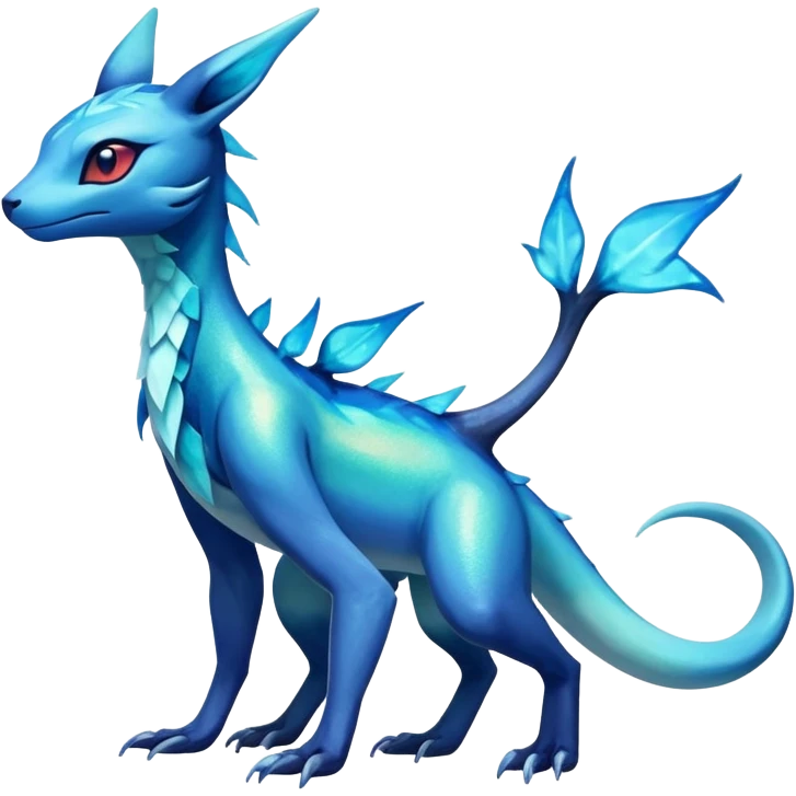 Colorful Iridescent Exotic Salandit-Aurorus-Glaceon-Fakémon-hybrid-creature (full body)  emoji