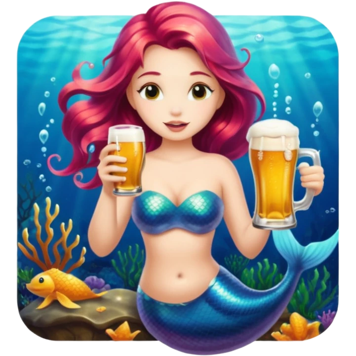 mermaid drinking beer emoji