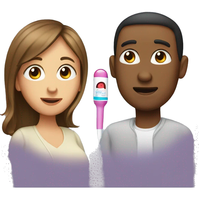 couple looking at pregnancy test emoji