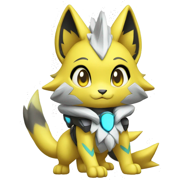 Kawaii Cool Chibi Zeraora-Renamon-Pokémon Full Body Detailed High Quality emoji